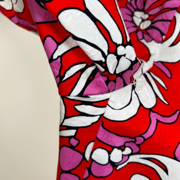 Trina Turk Moss 2 Pants Size 6 Red Pink Floral Tapered Cropped Tropical Preppy - Picture 7 of 10